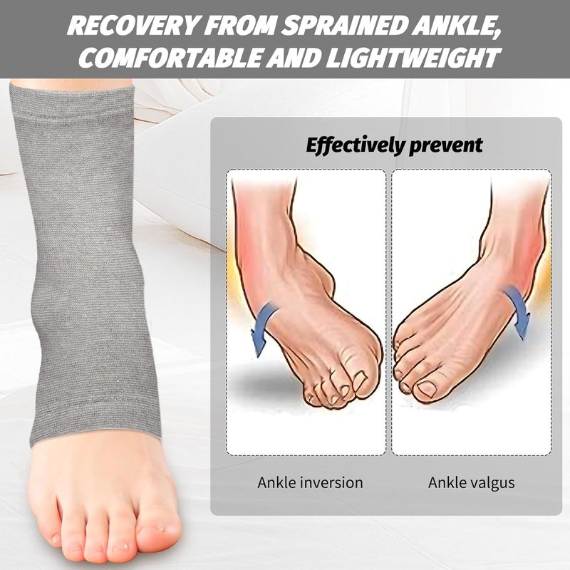 Xorim Ankle Compression Sleeve, Foot Compression Sleeve, Soft and Breathable Bamboo Foot Sleeves, Foot Pain Relief Socks for Arch Support, Swelling of Feet and Ankles (Gray) - Image 4